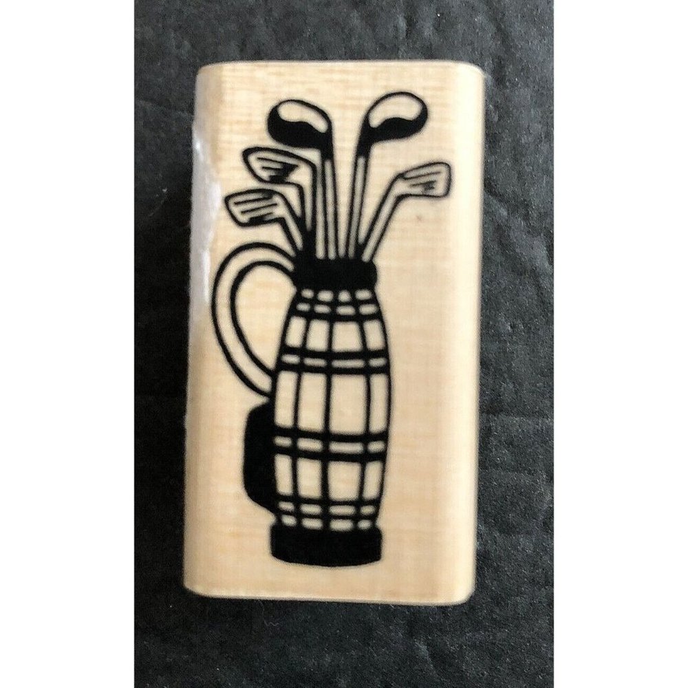 A Muse Artstamps Rubber Stamp Golf Bag Clubs Golfer Golfing Sport